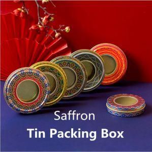 Hot Sale Customized Luxury 10g Jar Metal Lid Gold Empty Round Gift Saffron Tin Box