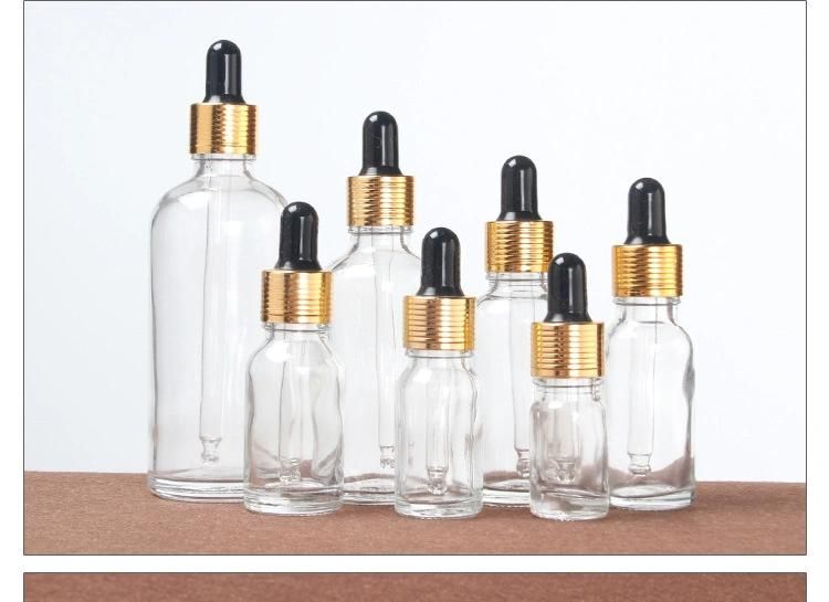 Cosmetic Glass Bottle Brown Glass Essential Oil Bottle Brown Glass Vinyl Gold Ring Dropper Bottle Packaging Bottle