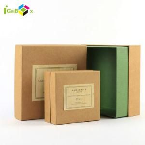 Recycled Brown Kraft Paper Rigid Cardboard Packaging Box with Lid