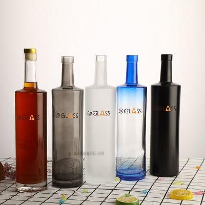 Wholesale 750ml Clear Cylinder Liquor Glass Bottle with Long Neck
