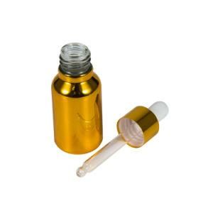 Gold Electroplated Cosmetic Serum Skincare Oil Bottle Glass Dropper Bottle