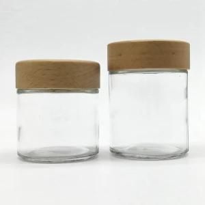 Clear Hemp Flower Weed Packaging Smell Proof Child Resistant 1oz 2oz 3oz Glass Bottle Jar with Black Lid
