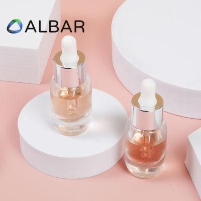 Round and Thick Base Light Clear Press Pump Glass Bottles for Men and Women Skin Care