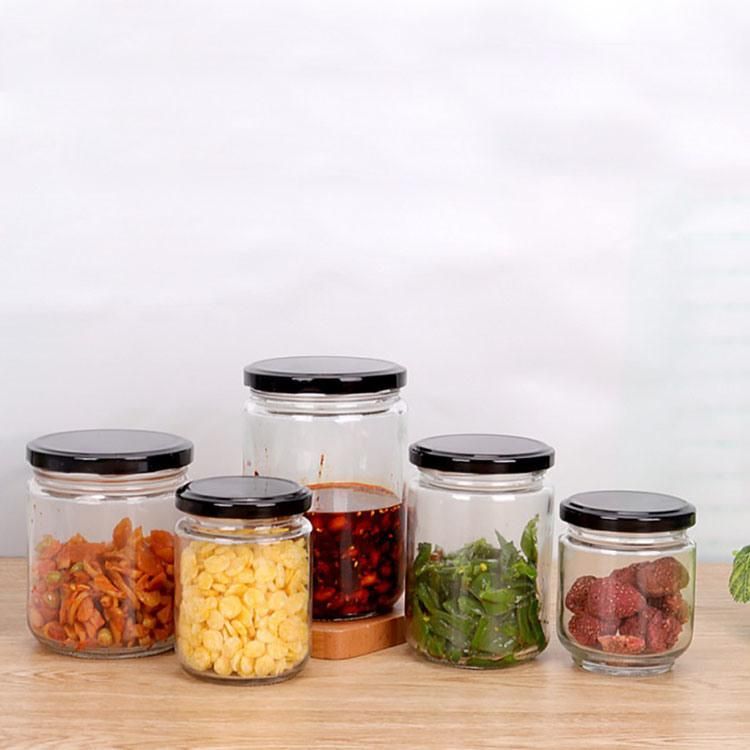 Fancy 240ml Round Food Grade Honey Jar Gold Lid Sealed Glass Storage Jar
