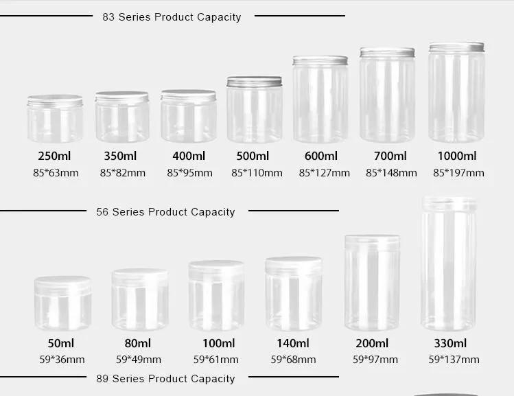 750ml 1000ml Hot Sale Pet Cylinder Plastic Jars