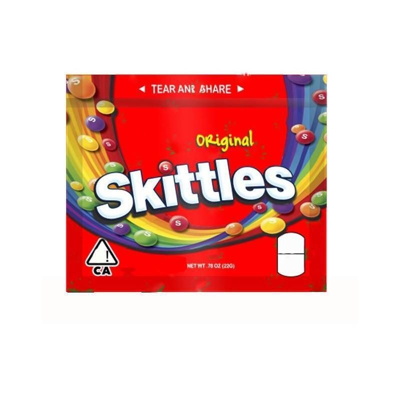 New Skittles Empty 400mg Medicated Sour Rainbow Gummy Candy Zipper Bag