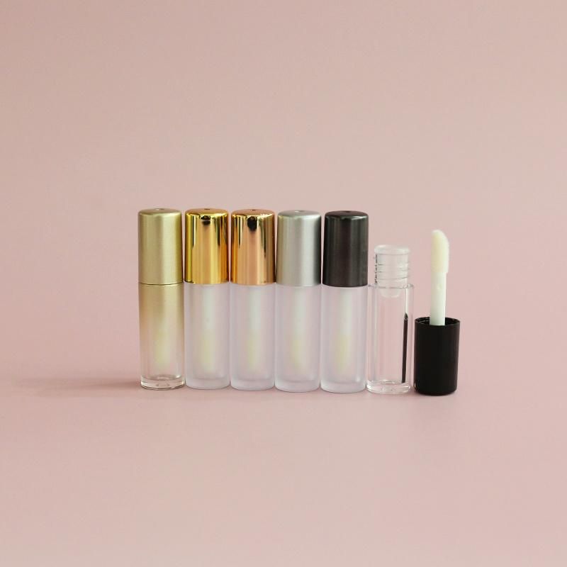 Gold Lipgloss Tube with Brush Applicator Mini Lip Gloss Container