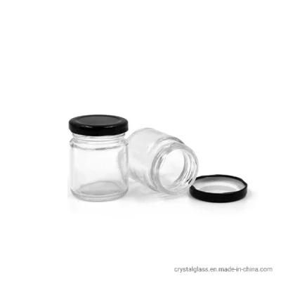 1 Oz 30ml Small Glass Jar with Blck Lid for Weeding Favor