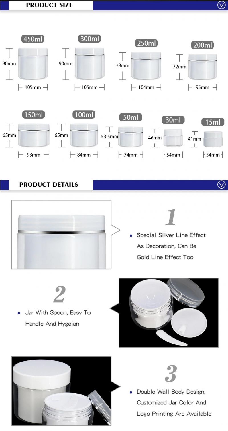Plastic Skincare Cosmetic Packaging Cream Jar with Customized Color Good Production Line