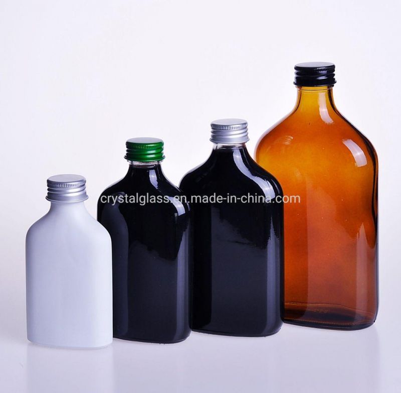 Colored 50-500ml Flar Shape Glass Beverage Bottle for Cold Brew Coffee or Juice with Cap