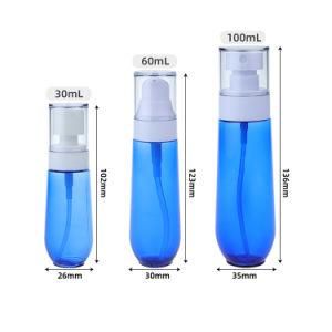 Body Lotion Bottle 30ml 60ml 100ml PETG Plastic Cosmetic Blue Lotion Pump Bottle