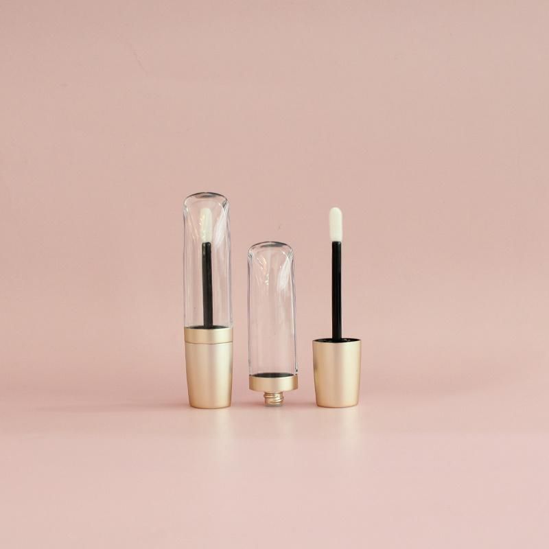 Matte Gold Oval Flat Tube Lip Tint Container Lipgloss Tube