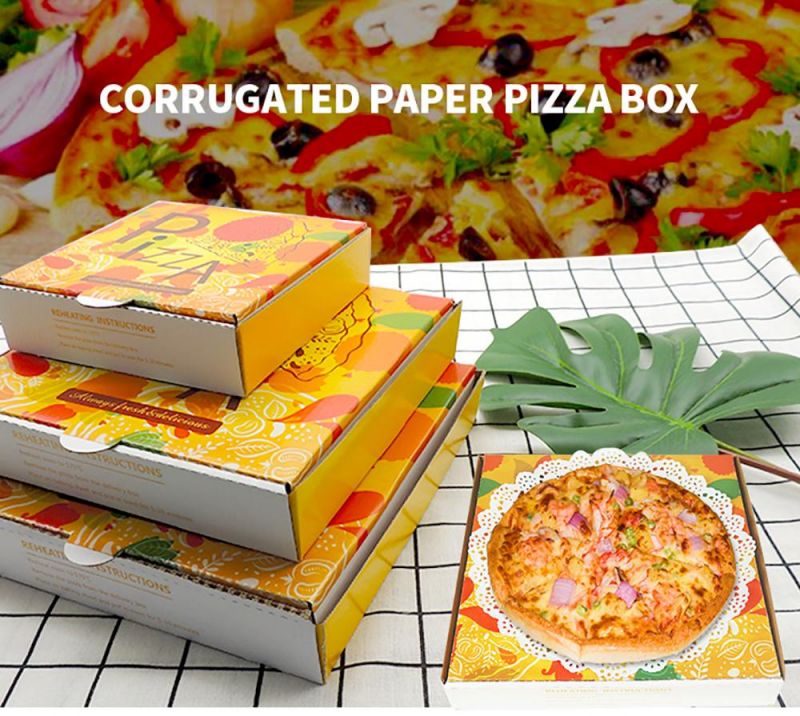 Classical Paper Box Corrugated Rectangle Custom Disposable Delivery Pizza Box for Restaruant