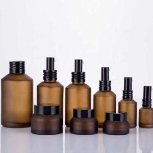 Frosted Amber Glass Dropper Bottles Essential Oil Bottle Customize Frosted Cosmetic Bottle