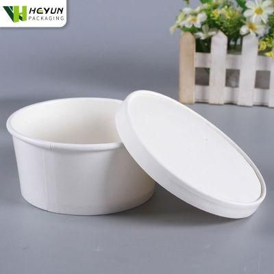 Eco-Friendly Envirmental Biodegardable White Paper Bowl for Salad Noodle Rice