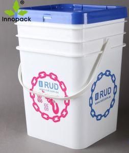 20L Square Plastic Bucket with Lid and Printing