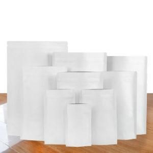 Reclosable Heat Seal Zip Lock Stand up White Kraft Paper Bag for Food