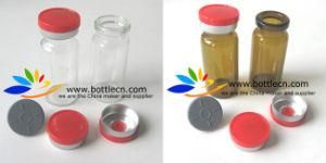 10ml Sterile Clear/Amber Glass Vial + Gray Bottle Rubber Stopper + Red 20mm Flip off Caps/ Smooth Top Caps