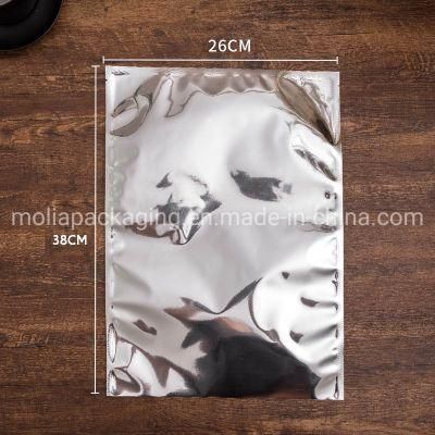 Clear Front Metallic Flat One Side Clear Aluminum Foil Food Packaging Mylar Resealable Zip Lock Bags