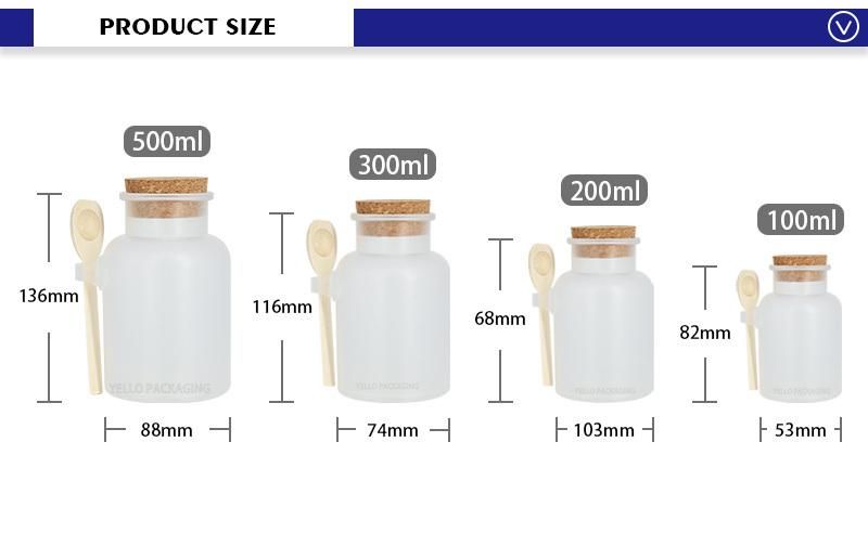 Wholesale Large Plastic Frosted 100ml 200ml 300ml 500ml Bath Salt Container Set with Scoop
