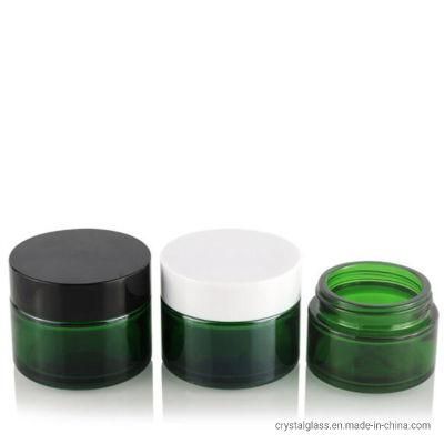 Custom Glass Container 15g 30g 50g Plastic Lid Frosted Cosmetic Jar for Skin Cream