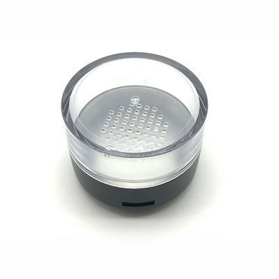 Empty Round Clear Plastic Loose Powder Case with Black Lid Transparent Makeup Powder Container with Sifter