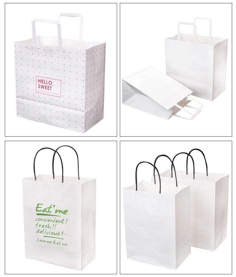 Take Away Fast Food Brown Kraft Paper Bags Flat Bottom Without Handles