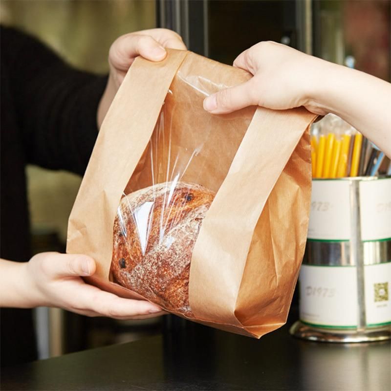 Disposable Kraft Paper Food Packaging Bags for Shopping Gift