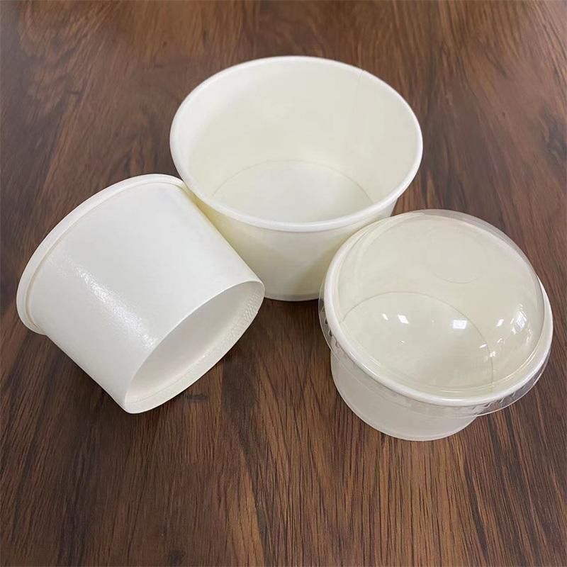 4oz 76*62*48mm White Waterproof Disposable Sundaes Ice Cream Paper Bowl with Dome Lid