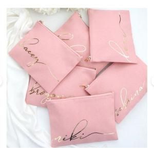 Custom Cosmetic Bag Best Friend Gift Bridesmaid Gift Makeup Brush Bag with Gold Zipper