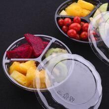 Plastic Three Compartment Fruit Salad Circle Bowl