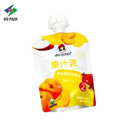 Dq Pack Manufacture Custom Printed Spout Pouch Wholesales Stand up Pouch with Spout for Baby Food Fruit Puree Packaging