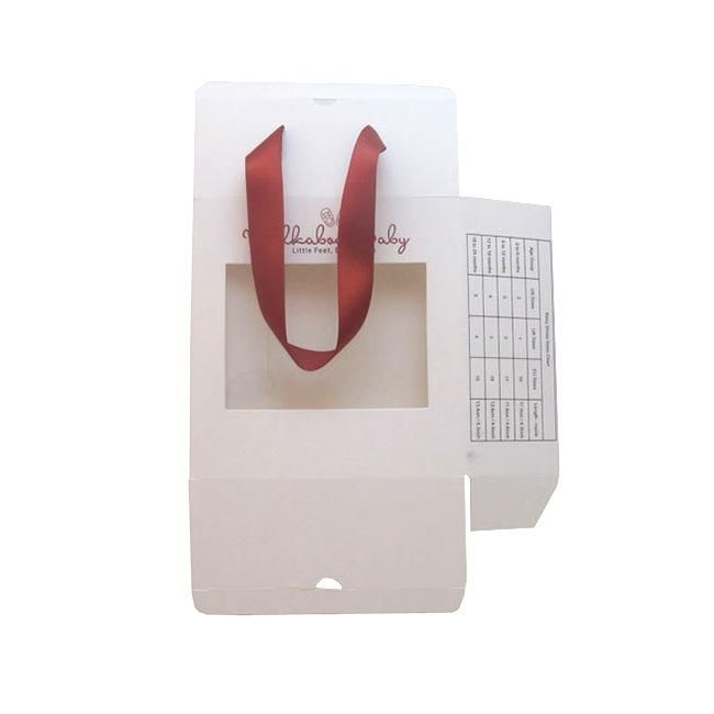 White Window Die Cut Paper Box Baby Shoe Packaging