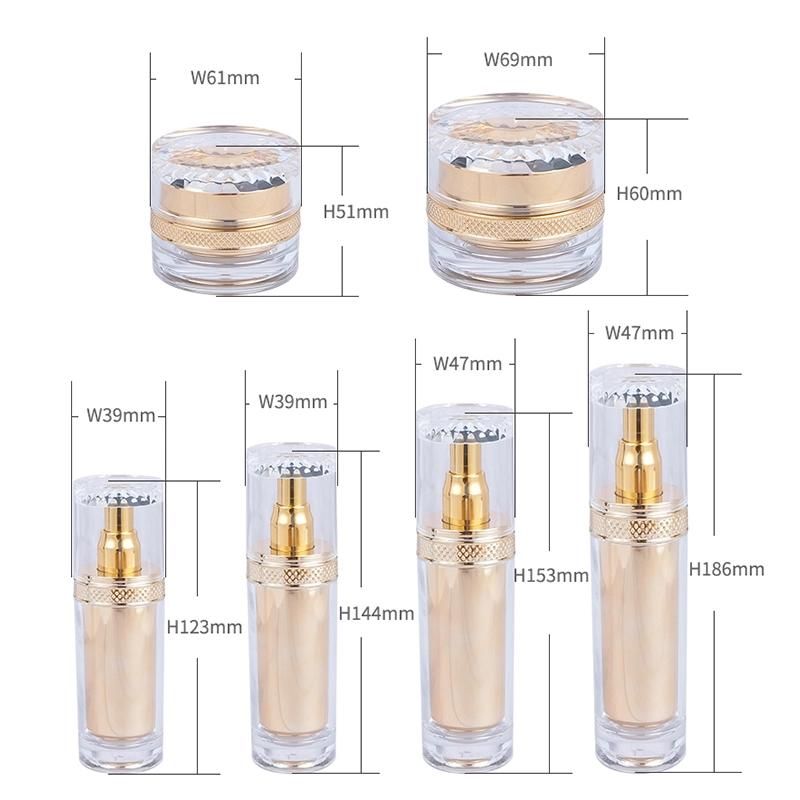 in Stock 15g 30g 50g Hot Selling Luxury Gold Cosmetic Jar and Bottle Acrylic Plastic Cream Container Jars