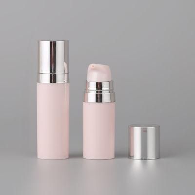 Cylindrical 5ml 10ml 15ml 30ml 50ml White PP Plastic Airless Pump Bottle with Snap Lotion Pump