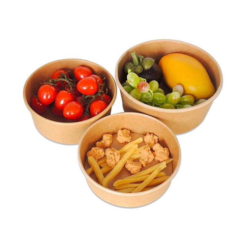 Disposable Biodegradable Lunch Box Kraft Paper Bowl for Noodle Salad