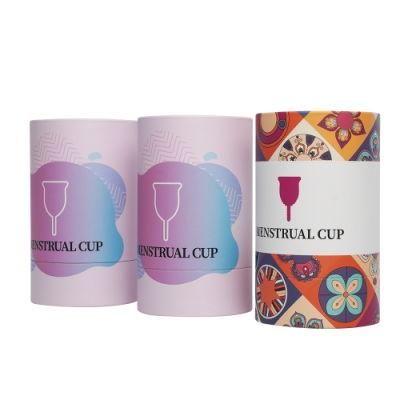 Firstsail Luxury Custom Cardboard Reusable Menstrual Cup Cylinder Packaging Box Gift Perfume Bottle Paper Tube with Clear PVC Window Lid