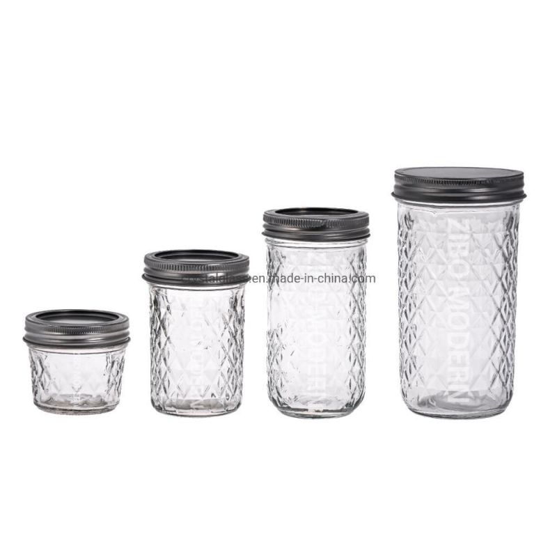 Mason Jelly Jars 12oz Quilted Crystal Glass Regular Mouth