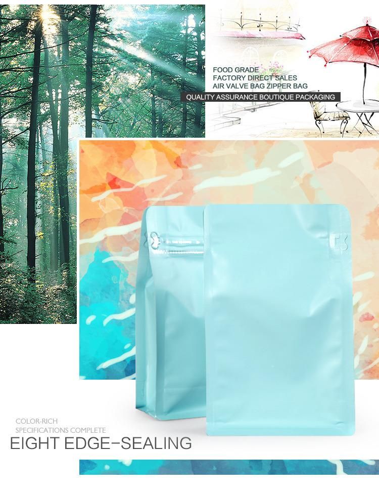 Custom Printing 250g Biodegradable Tea Pouch with Valve Zip Lock Flat Bottom Coffee Packaging Foil Coffee Bag