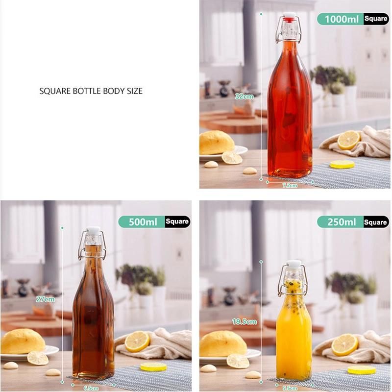 Glass Enzyme Bottle for Home Brewing with Easy Wire Swing Cap