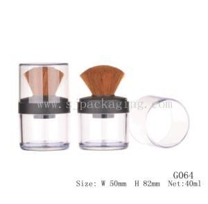 Transparent Clear Compact Powder Container with Brush