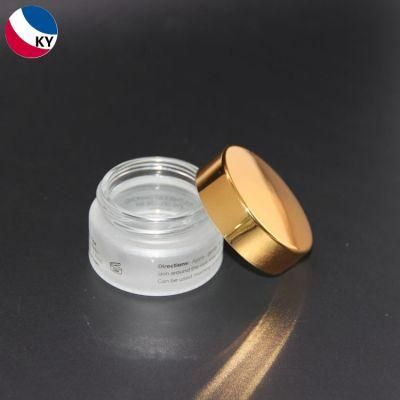 15g 15ml Clear Frosted Skin Care Glass Jar for Cream Cosmetic with Gold Lid