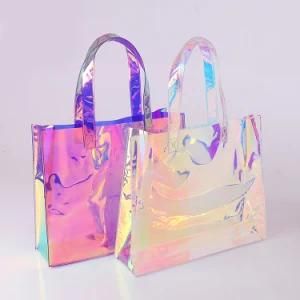 Customized Shopping Bags PVC TPU Durable Transparent Holographic Laser Washable Beach Bag