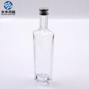 50ml Square Clear Wine Glass Bottle Liquor Bottle with Silver Aluminum Cap