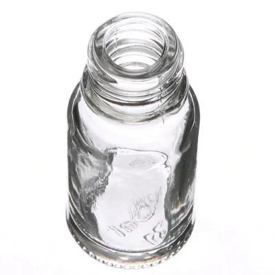 Factory Supply Polished Transparent Cosmetic Glass Flint Decal Boston Euro Dropper Bottle