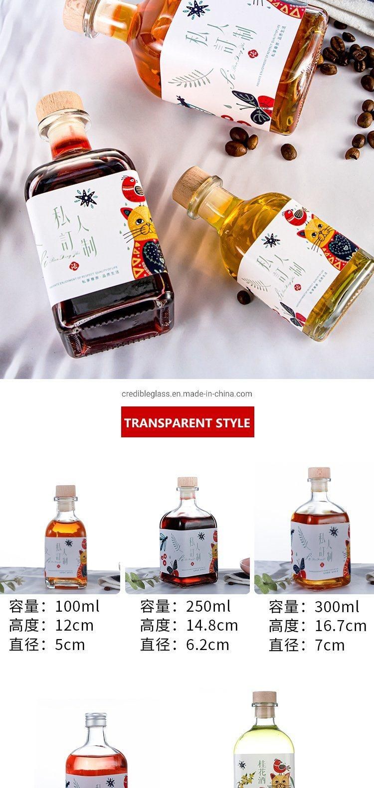 100ml 250ml 300ml 500ml Credible Customized Juice Milk Beverage Coffee Wine Mineral Drinking Glass Bottle