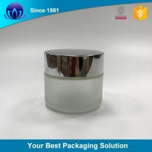 15g 20g 30g 50g Frosted Glass Cosmetic Jars with Silver Aluminium Cap