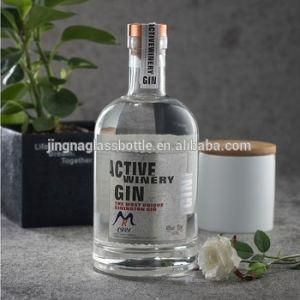 500ml 1000ml Round Screen Painting Liquor Beverage Glass Bottle with Rubber Stopper for Rum Vodka