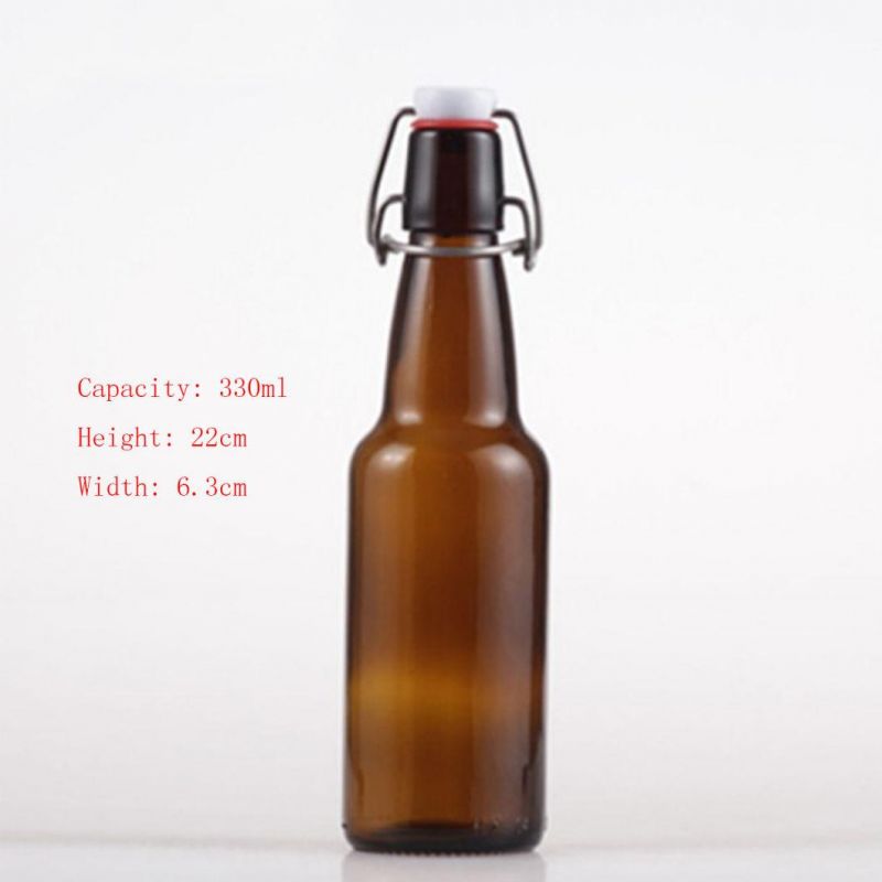 Amber Colored 330ml Beverage Glass Beer Bottles with Easy End Lids