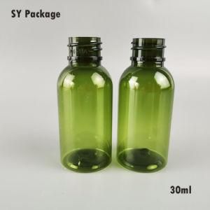 Cosmetic Used 30ml Green Color Pet Boston Shape Pump Sprayer Plastic Bottle